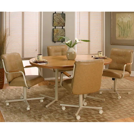 Casual Rectangular Dinner Table w/ 4 Swivel Chairs